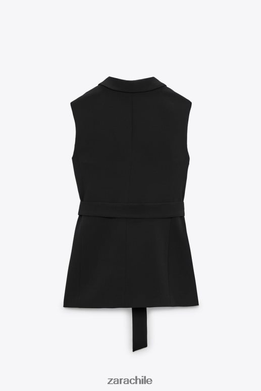 ropa cl Zara mujer chaleco de esmoquin con cinturón negro JJ06N4198