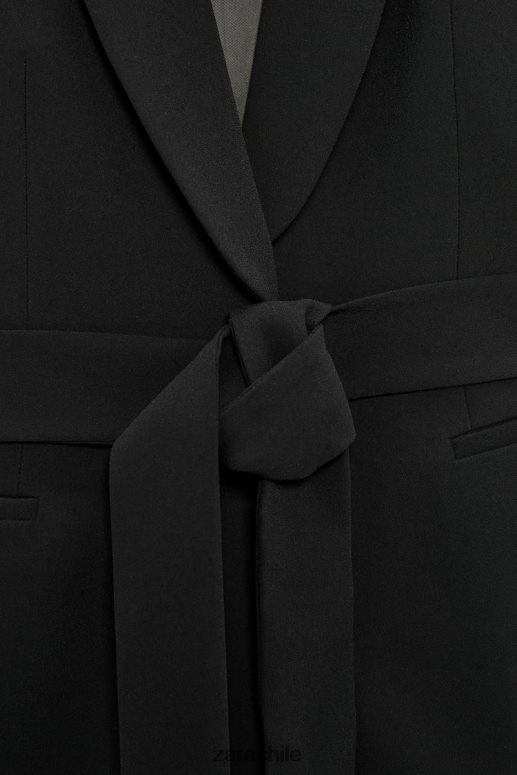 ropa cl Zara mujer chaleco de esmoquin con cinturón negro JJ06N4198