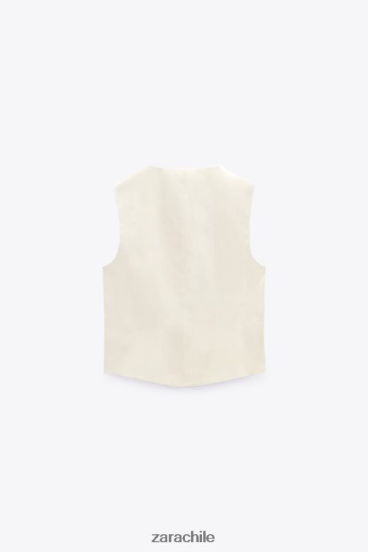 ropa cl Zara mujer chaleco de mezcla de lino vainilla JJ06N4224