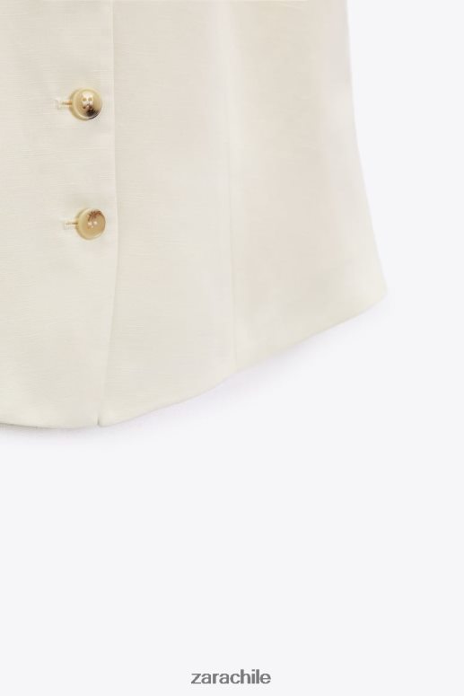 ropa cl Zara mujer chaleco de mezcla de lino vainilla JJ06N4224