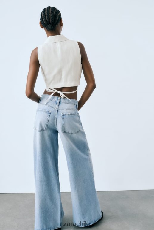 ropa cl Zara mujer chaleco de sastre en mezcla de lino ostra blanca JJ06N4221