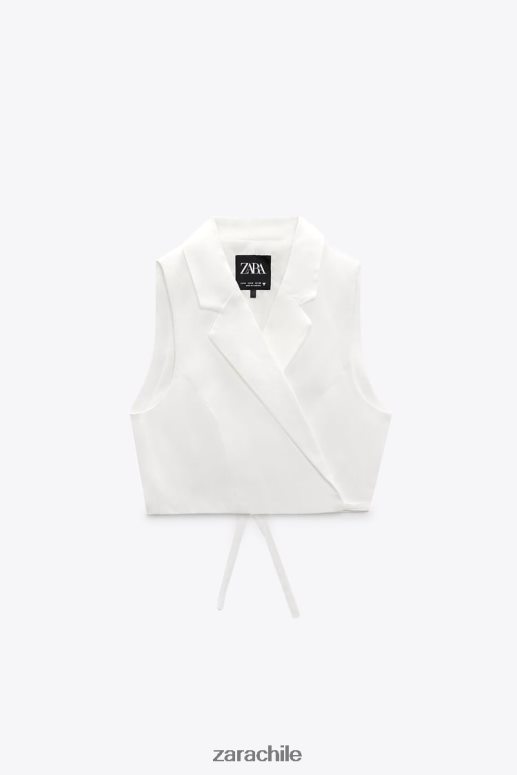 ropa cl Zara mujer chaleco de sastre en mezcla de lino ostra blanca JJ06N4221