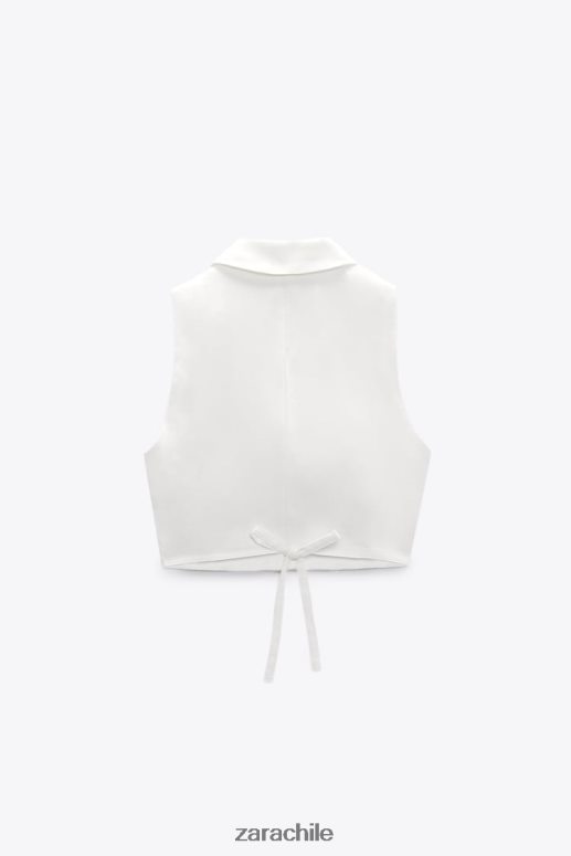 ropa cl Zara mujer chaleco de sastre en mezcla de lino ostra blanca JJ06N4221