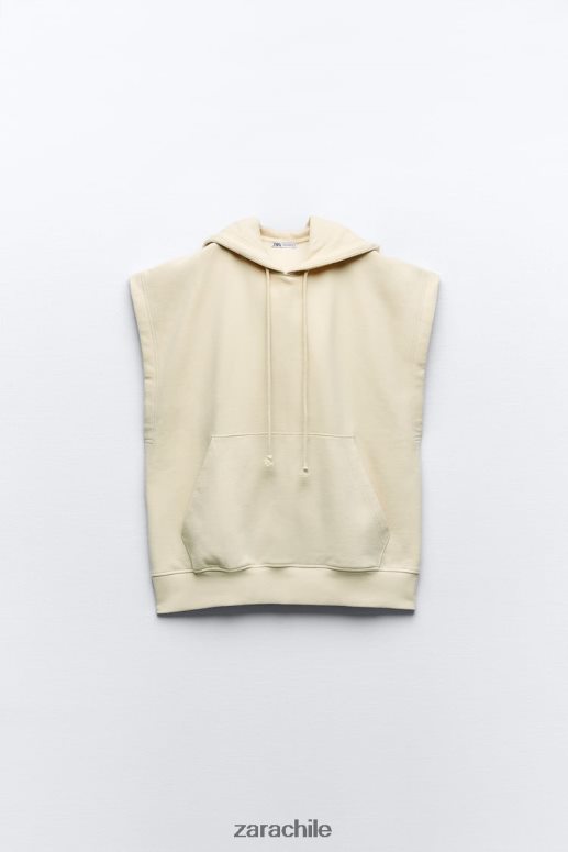 ropa cl Zara mujer chaleco extragrande de felpa con capucha crudo JJ06N4195