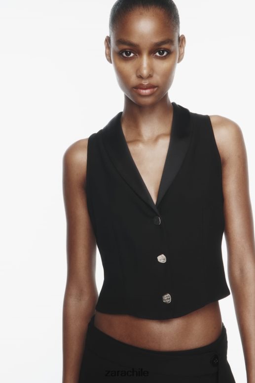 ropa cl Zara mujer chaleco superior negro JJ06N4214