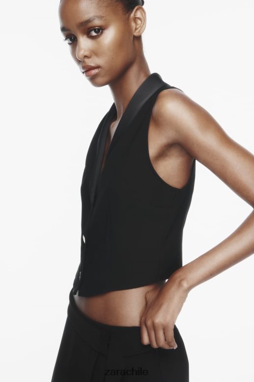 ropa cl Zara mujer chaleco superior negro JJ06N4214