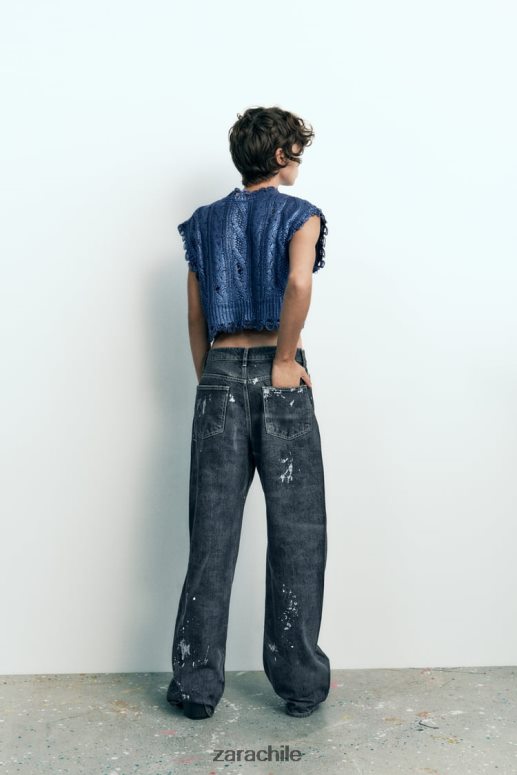 ropa cl Zara mujer chaleco tejido de ochos metalizado índigo JJ06N4197