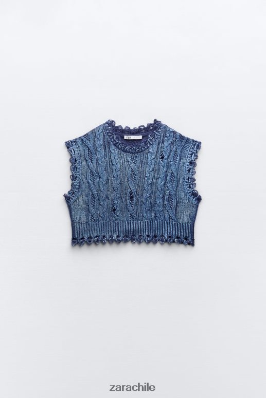 ropa cl Zara mujer chaleco tejido de ochos metalizado índigo JJ06N4197