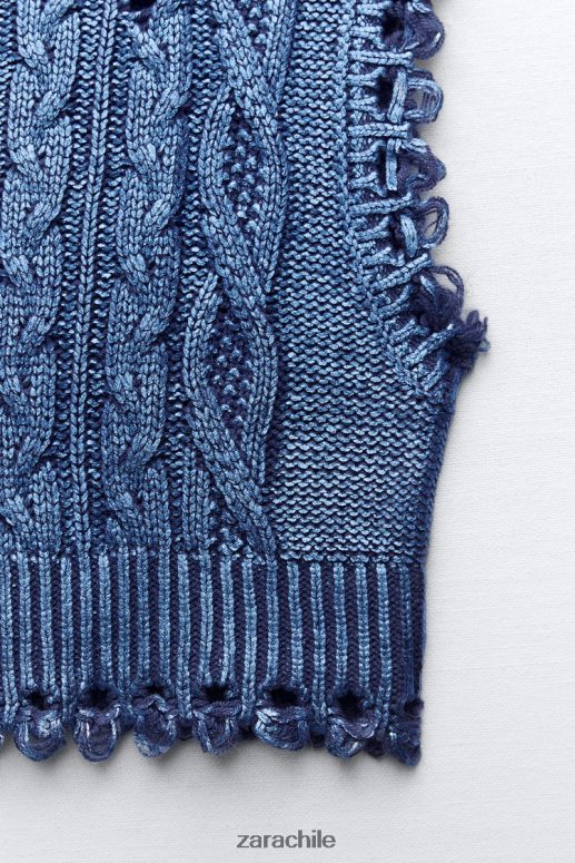 ropa cl Zara mujer chaleco tejido de ochos metalizado índigo JJ06N4197