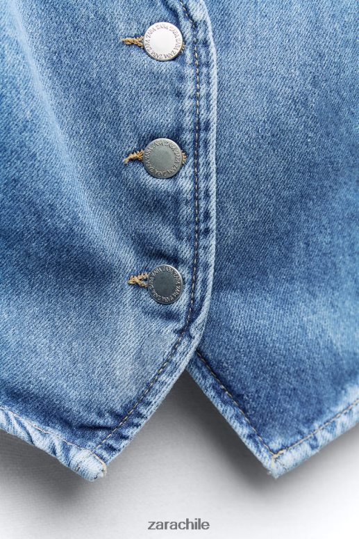 ropa cl Zara mujer chaleco vaquero corto z1975 azul medio JJ06N4204