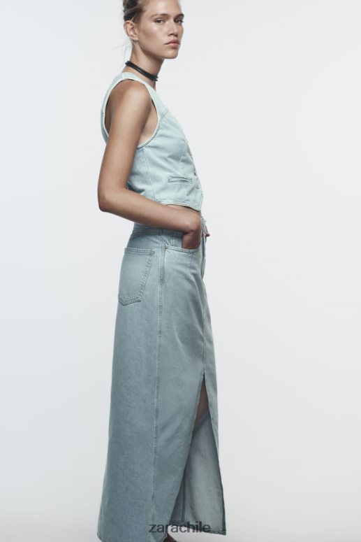 ropa cl Zara mujer chaleco vaquero corto z1975 gris JJ06N4205