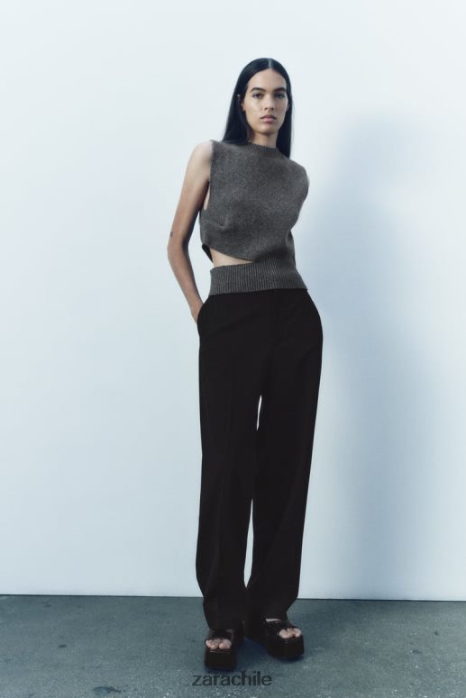 ropa cl Zara mujer suéter de mezcla de lana con aberturas gris medio JJ06N4200