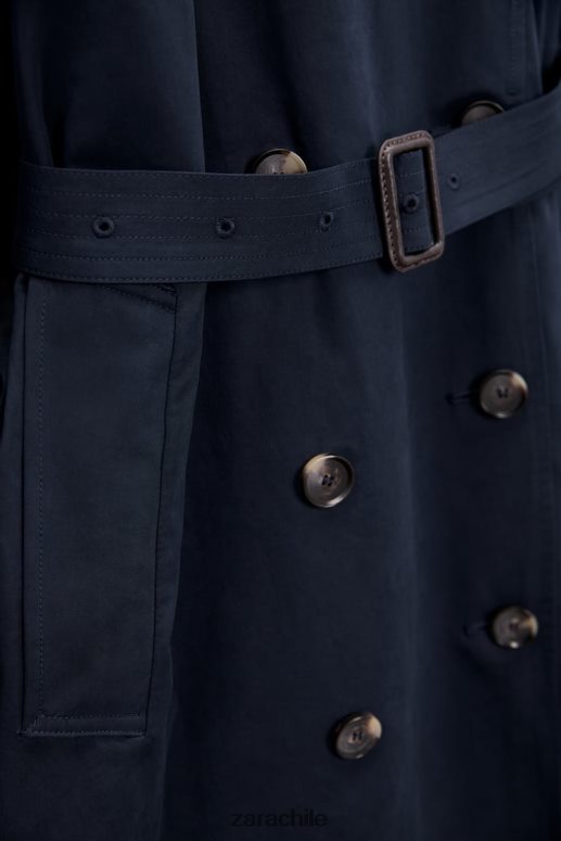 ropa cl Zara mujer Gabardina oversize repelente al agua con cinturón Azul marino JJ06N417