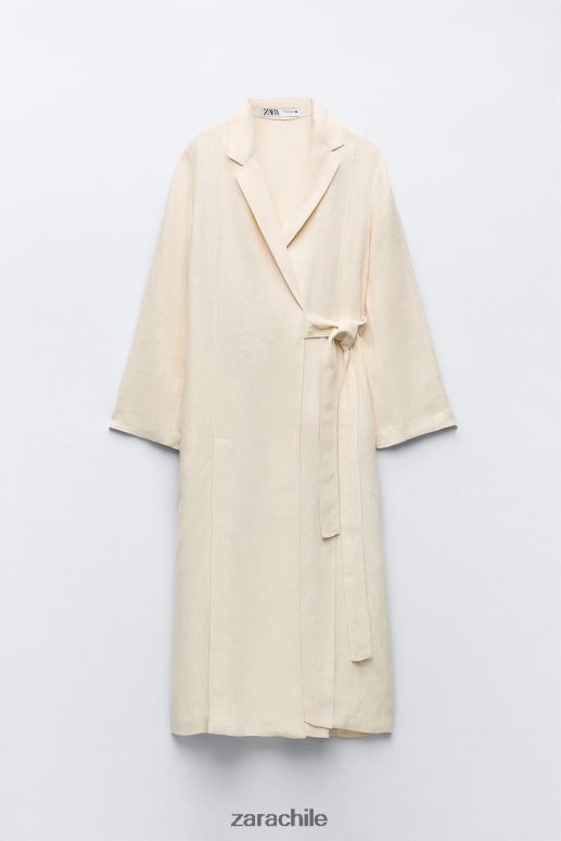 ropa cl Zara mujer abrigo de lino ventilado edición limitada vainilla JJ06N481