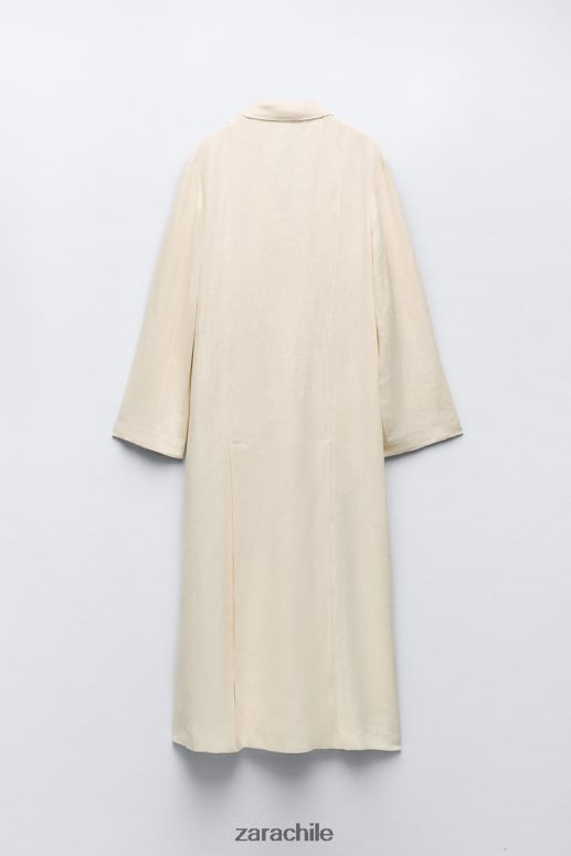 ropa cl Zara mujer abrigo de lino ventilado edición limitada vainilla JJ06N481