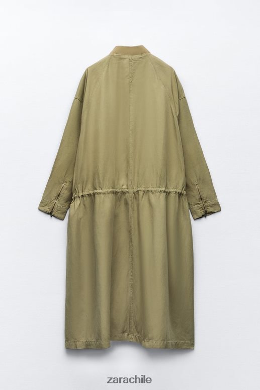 ropa cl Zara mujer abrigo largo de lino caqui JJ06N477