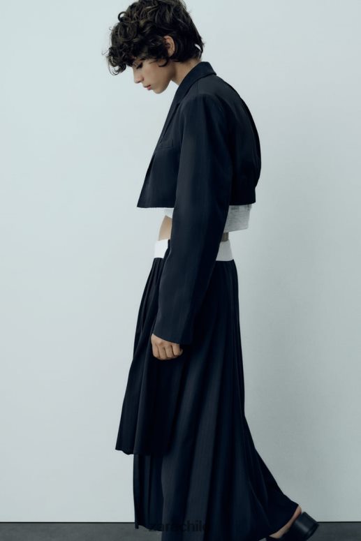 ropa cl Zara mujer blazer bomber corto a rayas azul JJ06N4143