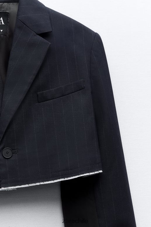 ropa cl Zara mujer blazer bomber corto a rayas azul JJ06N4143