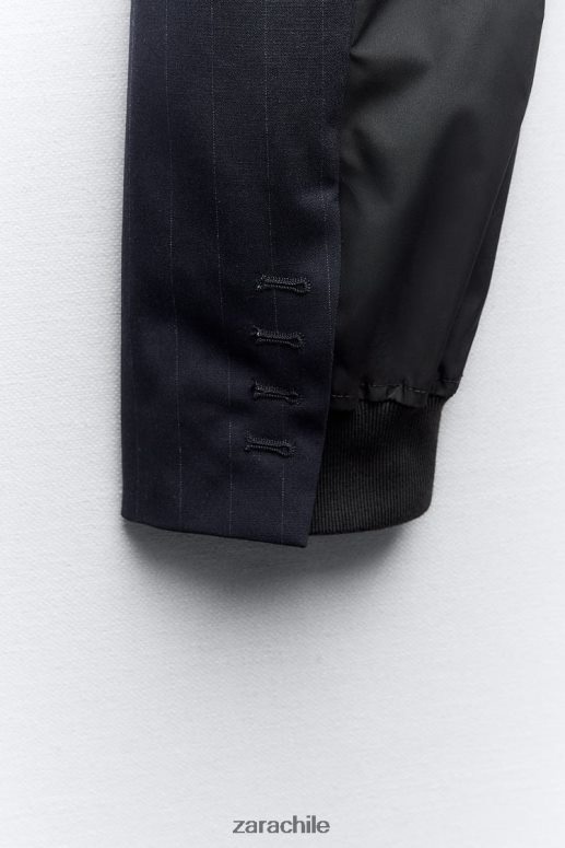 ropa cl Zara mujer blazer bomber corto a rayas azul JJ06N4143