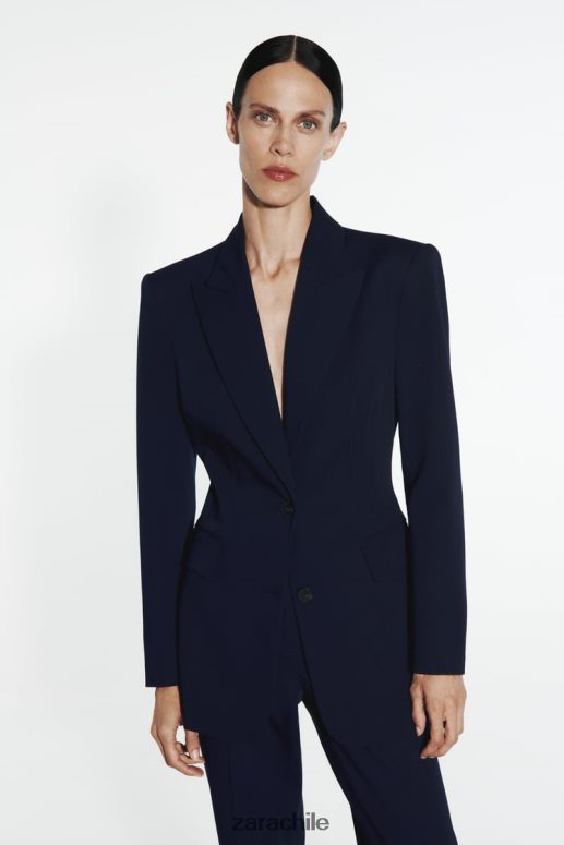 ropa cl Zara mujer blazer con costuras ajustadas Azul marino JJ06N4146