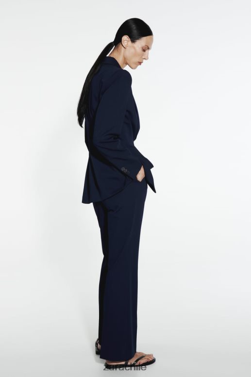 ropa cl Zara mujer blazer con costuras ajustadas Azul marino JJ06N4146