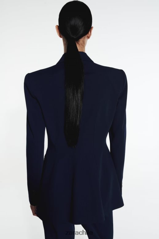ropa cl Zara mujer blazer con costuras ajustadas Azul marino JJ06N4146