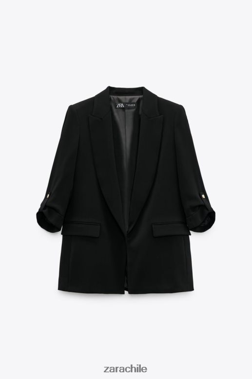 ropa cl Zara mujer blazer con mangas remangadas negro JJ06N4155