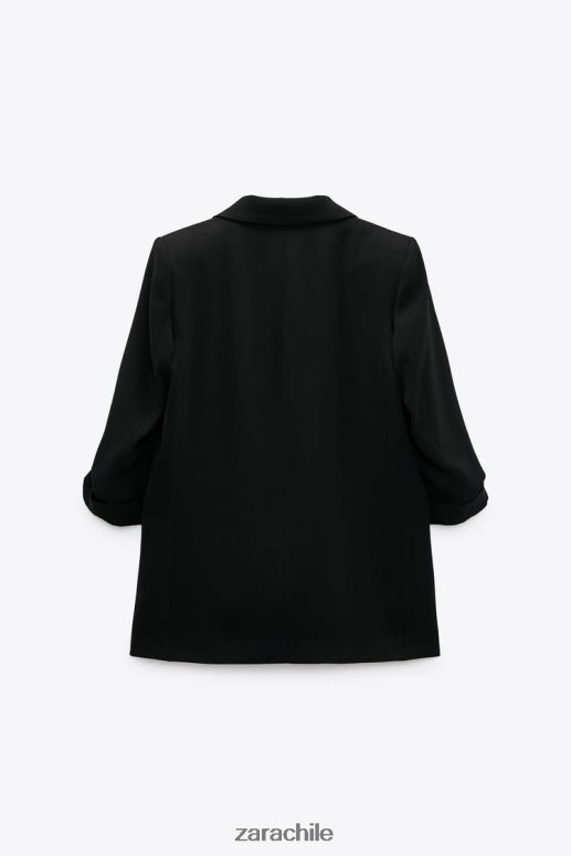 ropa cl Zara mujer blazer con mangas remangadas negro JJ06N4155