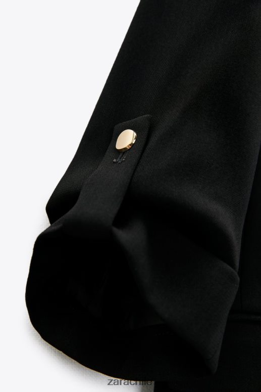 ropa cl Zara mujer blazer con mangas remangadas negro JJ06N4155