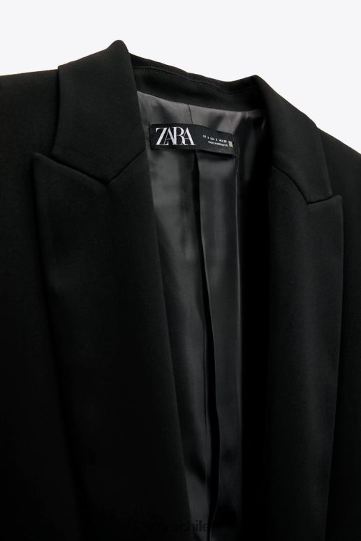 ropa cl Zara mujer blazer con mangas remangadas negro JJ06N4155