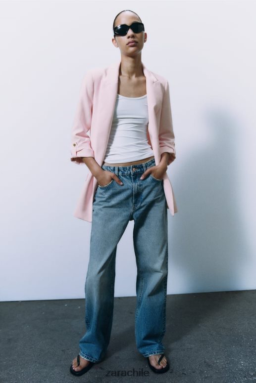 ropa cl Zara mujer blazer con mangas remangadas rosa JJ06N4170