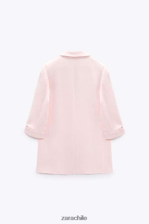 ropa cl Zara mujer blazer con mangas remangadas rosa JJ06N4170