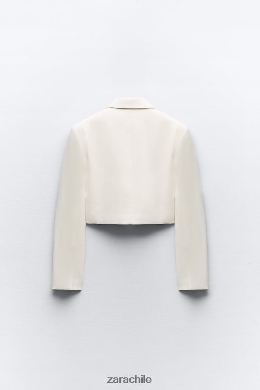 ropa cl Zara mujer blazer corto con doble botonadura ostra blanca JJ06N4177