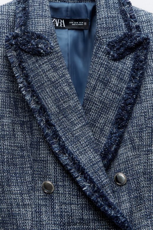 ropa cl Zara mujer blazer corto texturizado Azul marino JJ06N4181