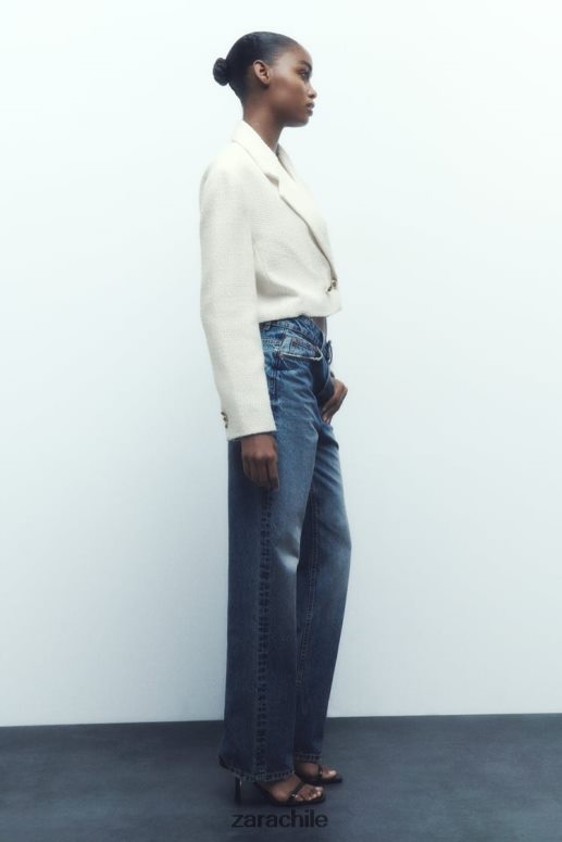 ropa cl Zara mujer blazer corto texturizado crudo JJ06N4173