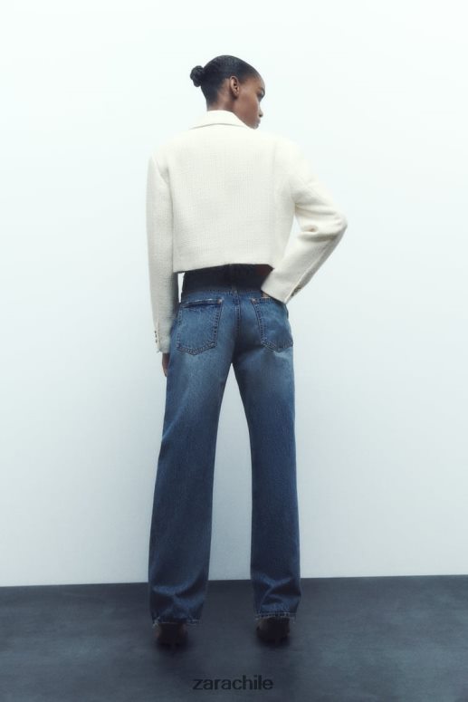 ropa cl Zara mujer blazer corto texturizado crudo JJ06N4173