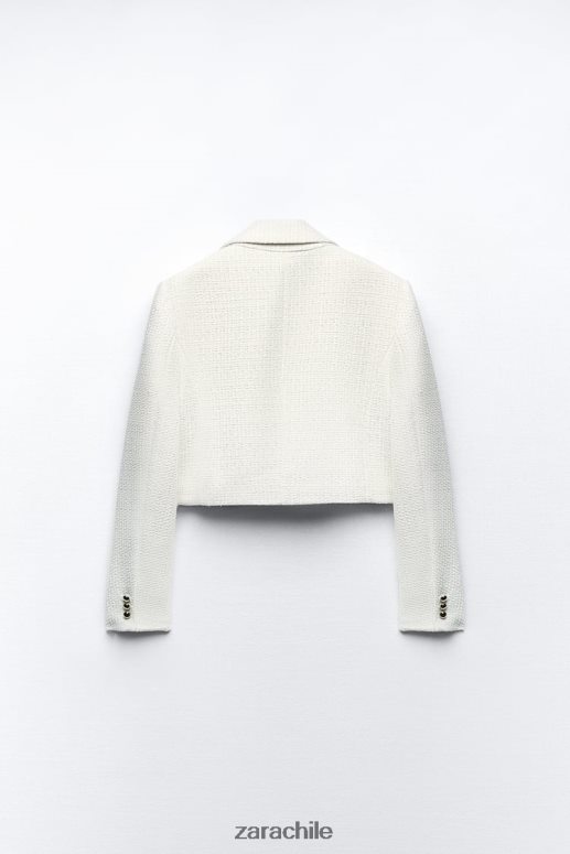 ropa cl Zara mujer blazer corto texturizado crudo JJ06N4173