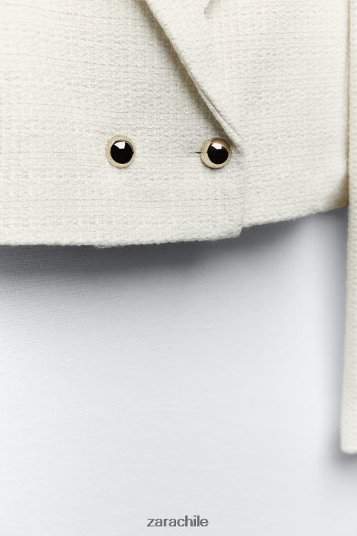 ropa cl Zara mujer blazer corto texturizado crudo JJ06N4173