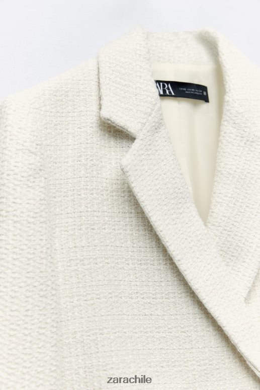 ropa cl Zara mujer blazer corto texturizado crudo JJ06N4173