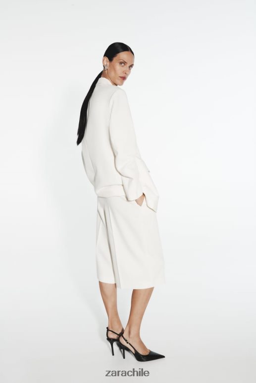 ropa cl Zara mujer blazer de corte recto ostra blanca JJ06N4160