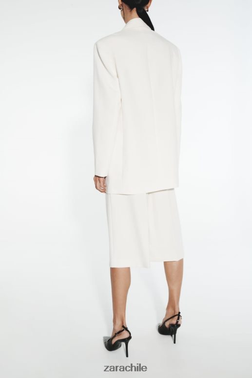 ropa cl Zara mujer blazer de corte recto ostra blanca JJ06N4160