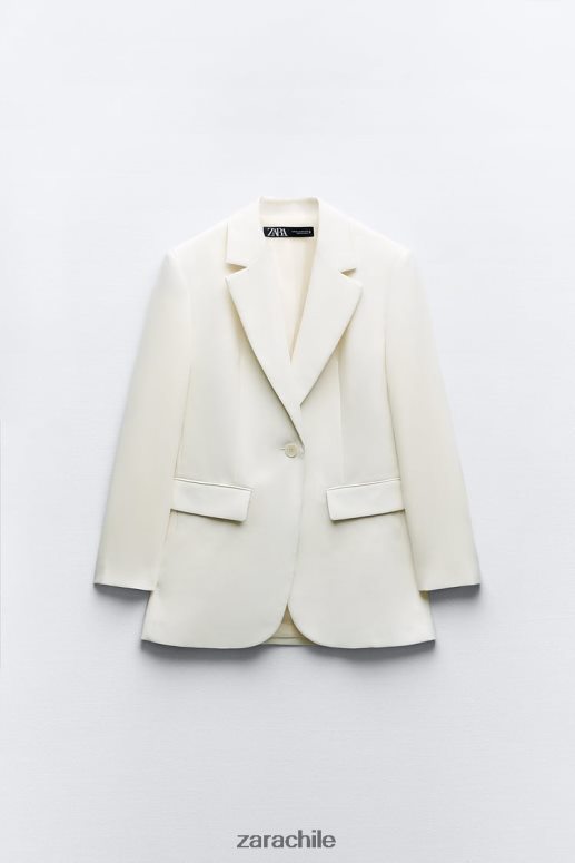 ropa cl Zara mujer blazer de corte recto ostra blanca JJ06N4160