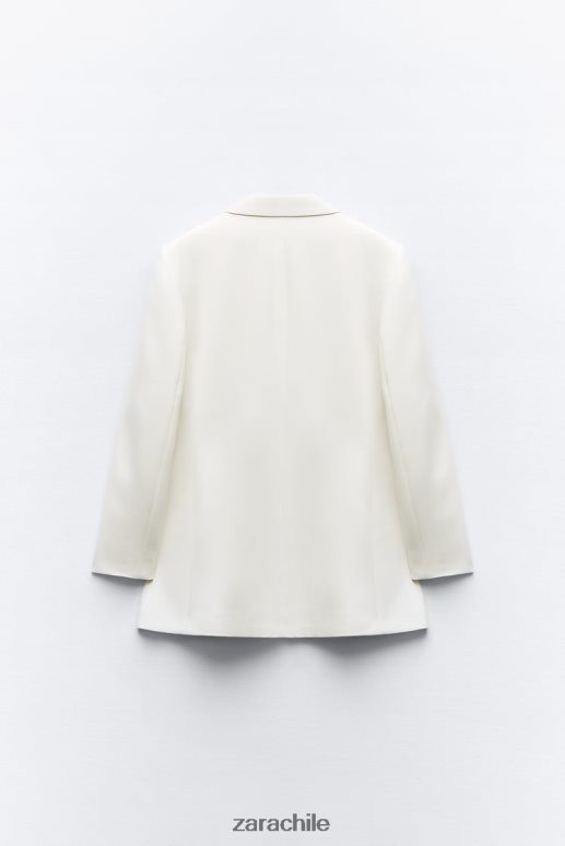 ropa cl Zara mujer blazer de corte recto ostra blanca JJ06N4160
