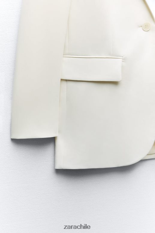 ropa cl Zara mujer blazer de corte recto ostra blanca JJ06N4160