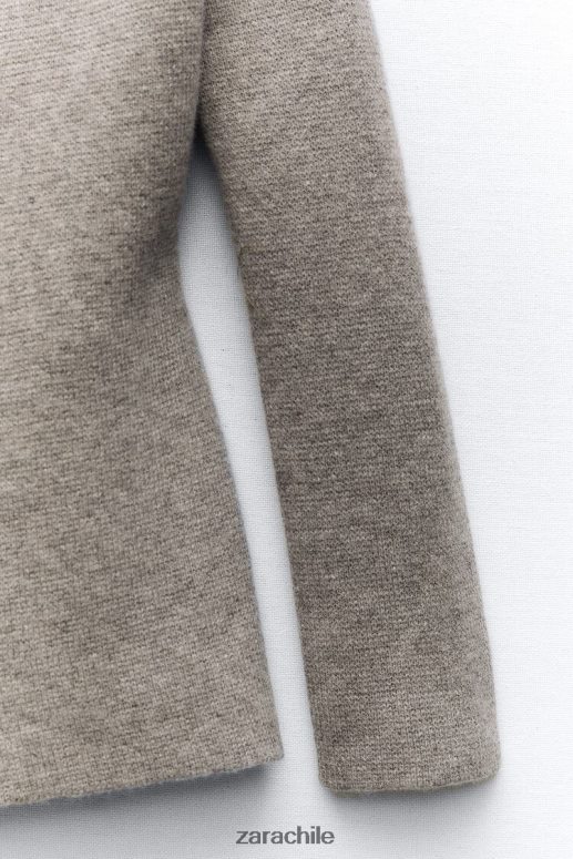 ropa cl Zara mujer blazer de punto de lana con sobrefalda gris JJ06N4164