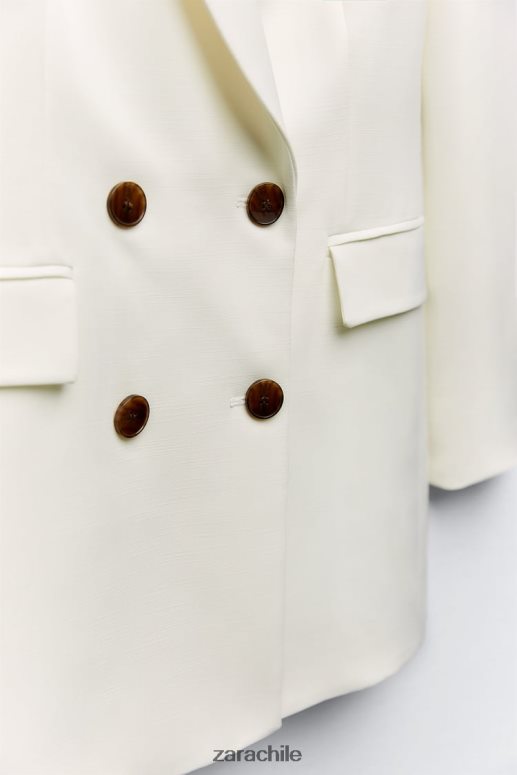 ropa cl Zara mujer blazer de vestir con doble botonadura crudo JJ06N4171
