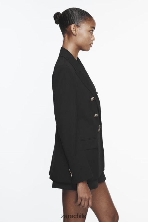 ropa cl Zara mujer blazer de vestir con doble botonadura negro JJ06N4151