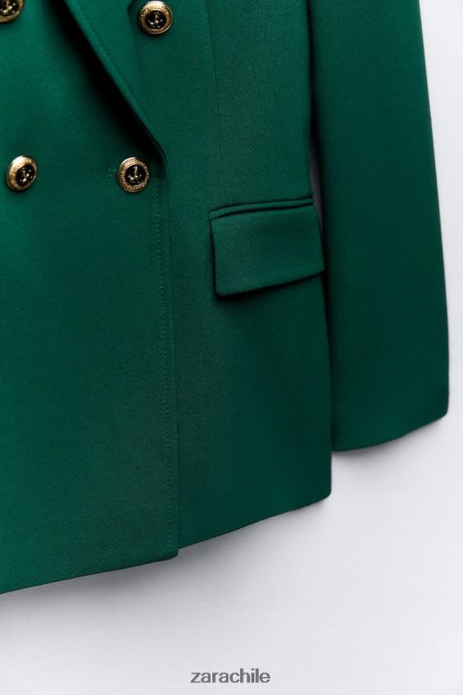 ropa cl Zara mujer blazer de vestir con doble botonadura verde JJ06N4152