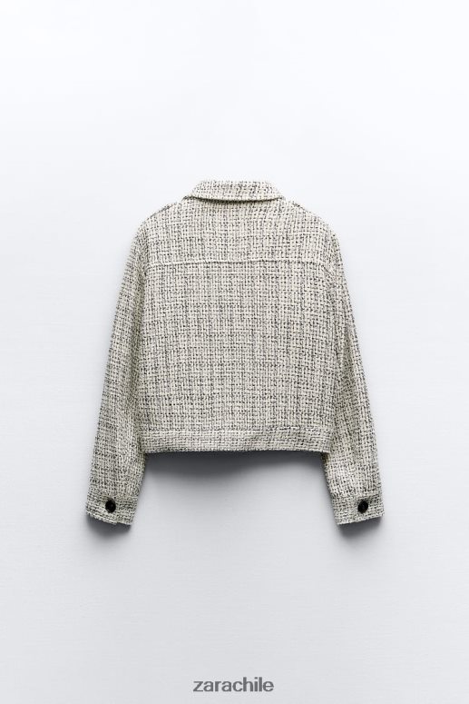 ropa cl Zara mujer blazer estructurado con bolsillos de parche crudo/negro JJ06N4172