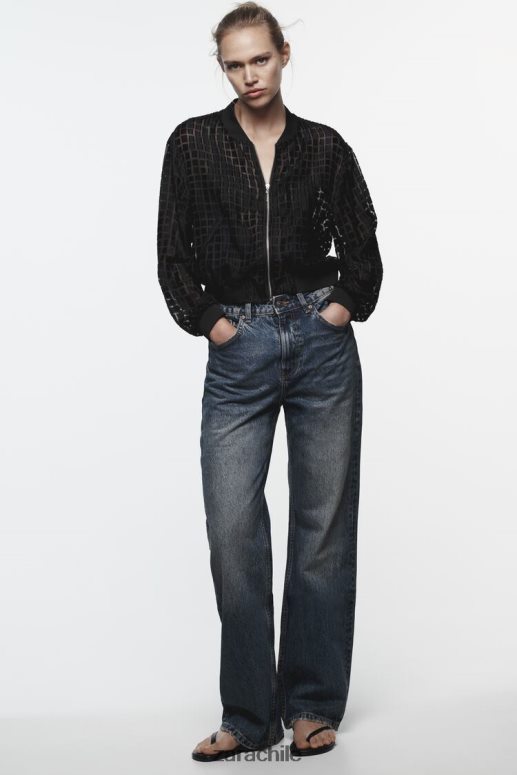 ropa cl Zara mujer bombardero de organza negro JJ06N492